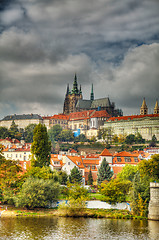 Image showing Overview of old Prague from Charles bridge side