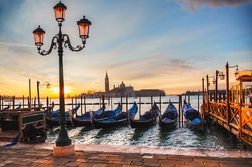 Image showing Gondolas floating in the Grand Canal