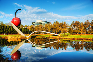 Image showing The Spoonbridge and Cherry at the Minneapolis Sculpture Garden