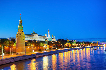 Image showing Overview of downtown Moscow at night time