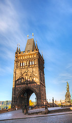 Image showing Charles bridge in Prague early in the morning