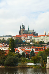 Image showing Overview of old Prague from Charles bridge side