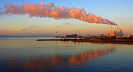 Image showing factory in the sunrise