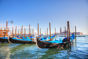 Image showing Gondolas floating in the Grand Canal