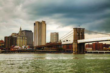 Image showing New York City cityscape with Brooklyn bridge