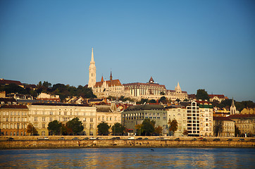 Image showing Overview of Budapest as seen from Szechenyi chain bridge
