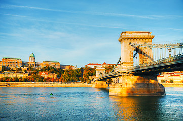 Image showing Szechenyi chain bridge in Budapest, Hungary