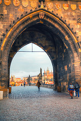 Image showing Overview of old Prague from Charles bridge side