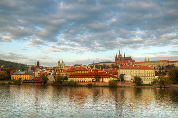 Image showing Overview of old Prague from Charles bridge side