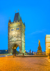 Image showing Charles bridge in Prague, Czech Republic early in the morning