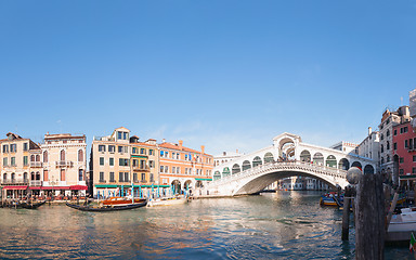 Image showing Rialto Bridge (Ponte Di Rialto) in Venice, Italy on a sunny day