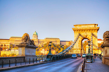 Image showing Szechenyi chain bridge in Budapest, Hungary