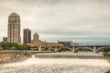 Image showing Downtown Minneapolis, Minnesota at night time and Saint Anthony 