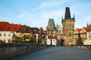 Image showing Charles bridge in Prague early in the morning