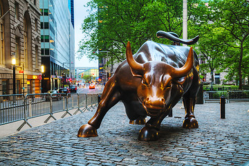 Image showing Charging Bull (Bowling Green Bull) sculpture in New York