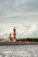 Image showing Rostral columns-beacons at Vasilievsky Island in Saint Petersbur