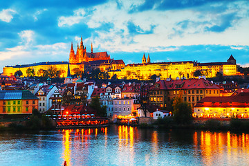 Image showing Overview of old Prague from Charles bridge side