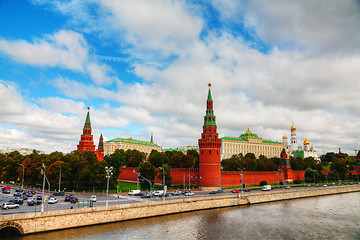 Image showing Panoramic overview of downtown Moscow with Kremlin