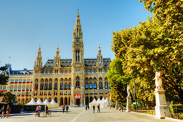 Image showing Rathaus (City hall) in Vienna, Austria in the morning