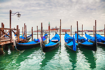 Image showing Gondolas floating in the Grand Canal of Venice