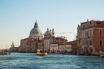 Image showing Basilica Di Santa Maria della Salute with vaporetto floating at 