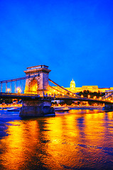 Image showing Szechenyi chain bridge in Budapest, Hungary