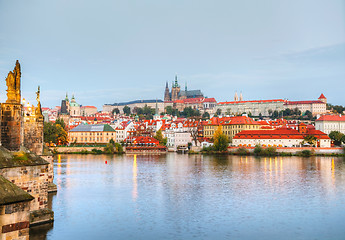 Image showing Overview of old Prague from Charles bridge side