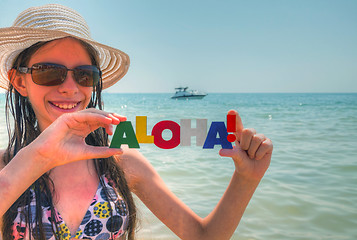 Image showing Teen girl at a beach