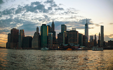 Image showing New York City cityscape at sunset