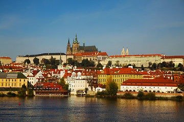 Image showing Overview of old Prague from Charles bridge side