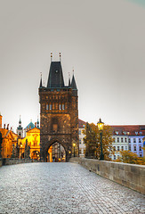 Image showing Charles bridge in Prague at surise time