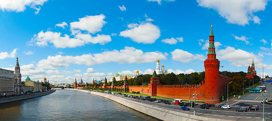 Image showing Panoramic overview of downtown Moscow with Kremlin