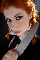 Image showing crazy schoolgirl with knife #2