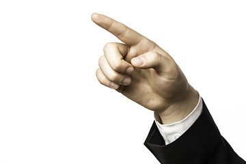 Image showing Finger of a businessman pointing at something