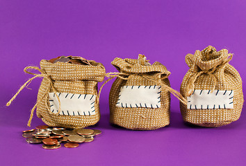 Image showing Three sacks full of coins
