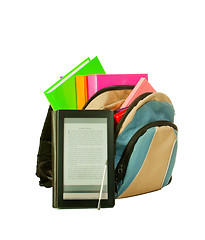 Image showing Electronic book with books in backpack
