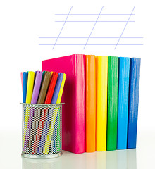 Image showing Row of colorful books - Back to school concept