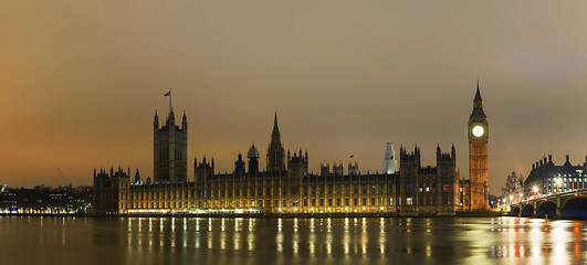 Image showing Parliament building with Big Ben panorama in London