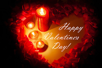 Image showing St. Valentine's day greeting background with four burning candles