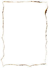 Image showing Frame of burnt edges on old paper sheet 