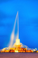 Image showing Illuminated fountain in Millenium park, Chicago