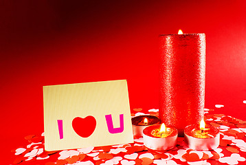 Image showing St. Valentine's day greeting background with four burning candle