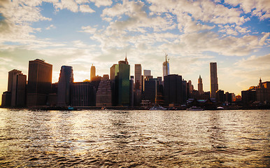 Image showing New York City cityscape at sunset