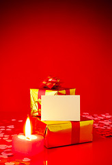 Image showing Two presents and blank card