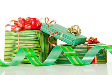 Image showing Christmas presents against white background