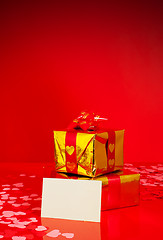 Image showing Two presents and blank card