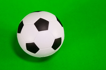 Image showing Small soccer ball over green background