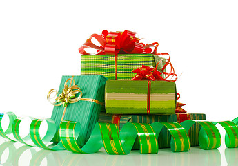 Image showing Christmas presents against white background