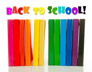Image showing Row of colorful books - Back to school concept