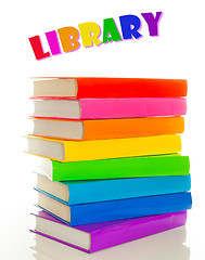 Image showing Stack of colorful books - library concept